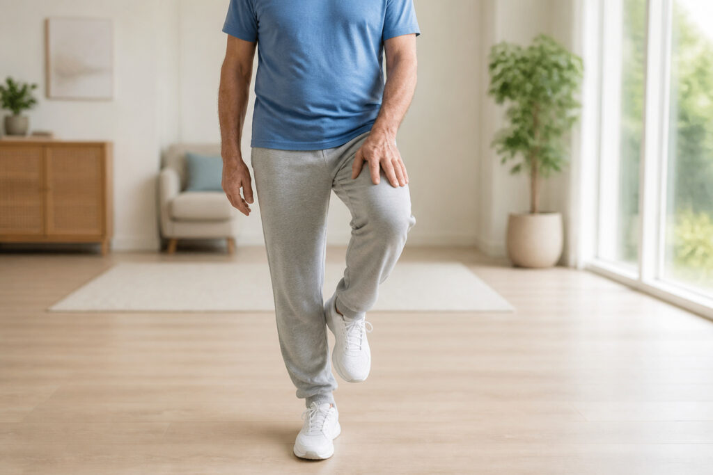 Homme age setirant doucement