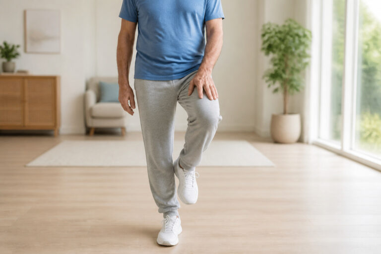 Homme age setirant doucement