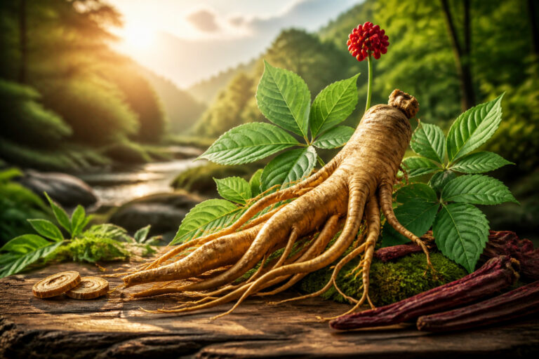 Racine de ginseng et nature revitalisante