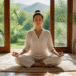Femme en meditation paisible
